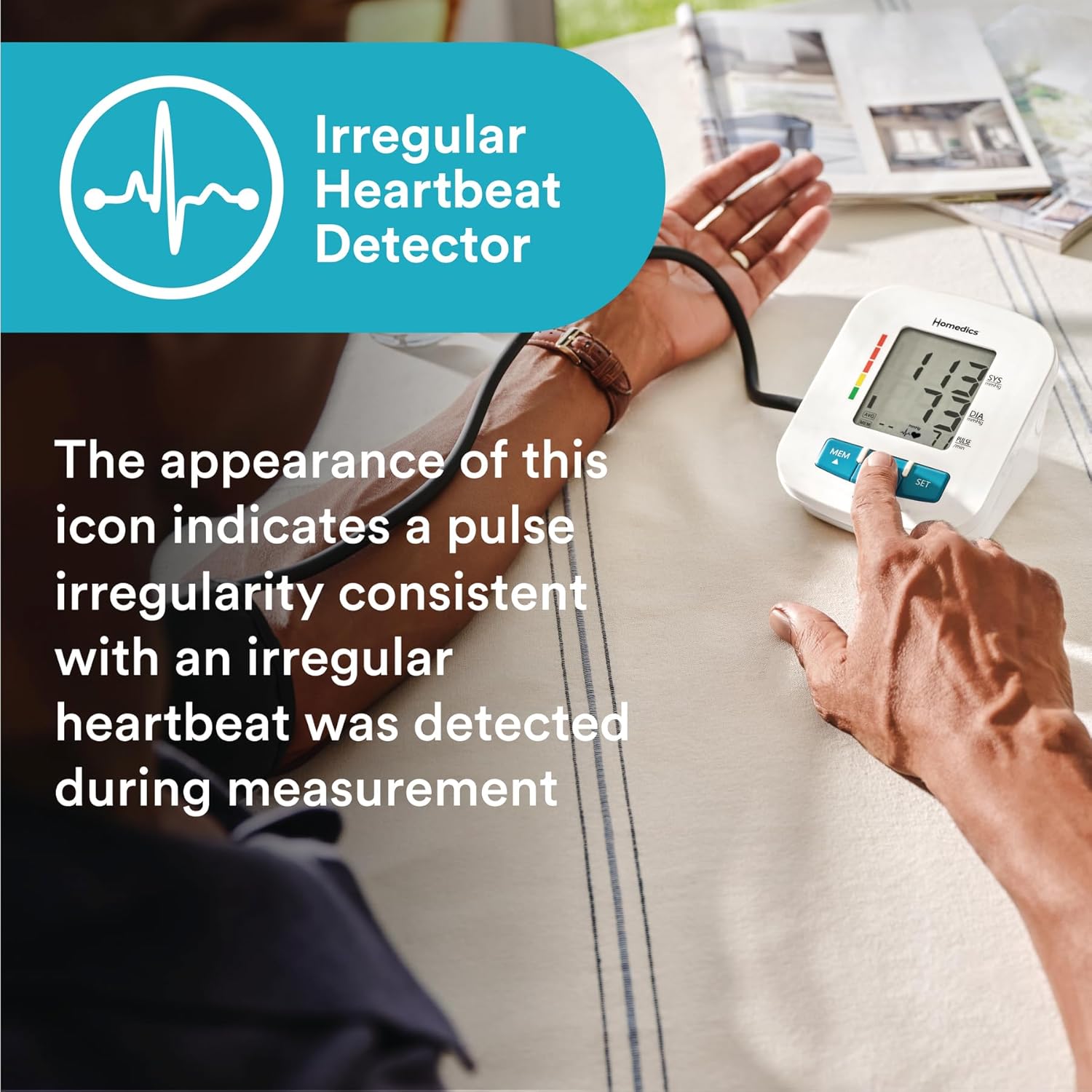HoMedics Upper Arm Blood Pressure Monitor, One-Touch, Irregular Heartbeat Detector

