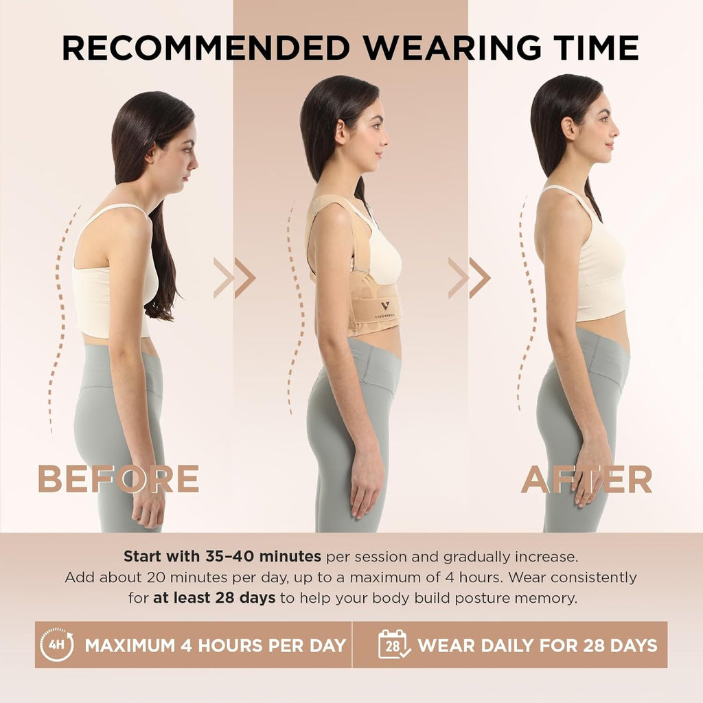 Vicorrect Adjustable Posture Corrector for Women, Upper Back Shoulder Neck Support

