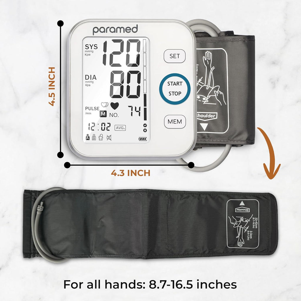 Paramed Automatic Upper Arm Blood Pressure Monitor with LCD Cuff 8.7-16.5 in

