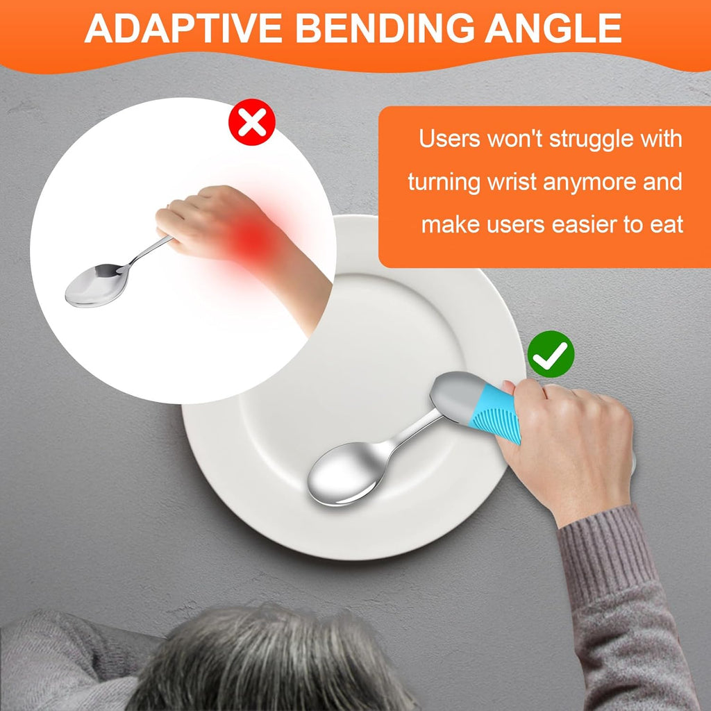 Weighted Swivel Adaptive Utensils Spoon and Fork Set for Hand Tremors Parkinson’s

