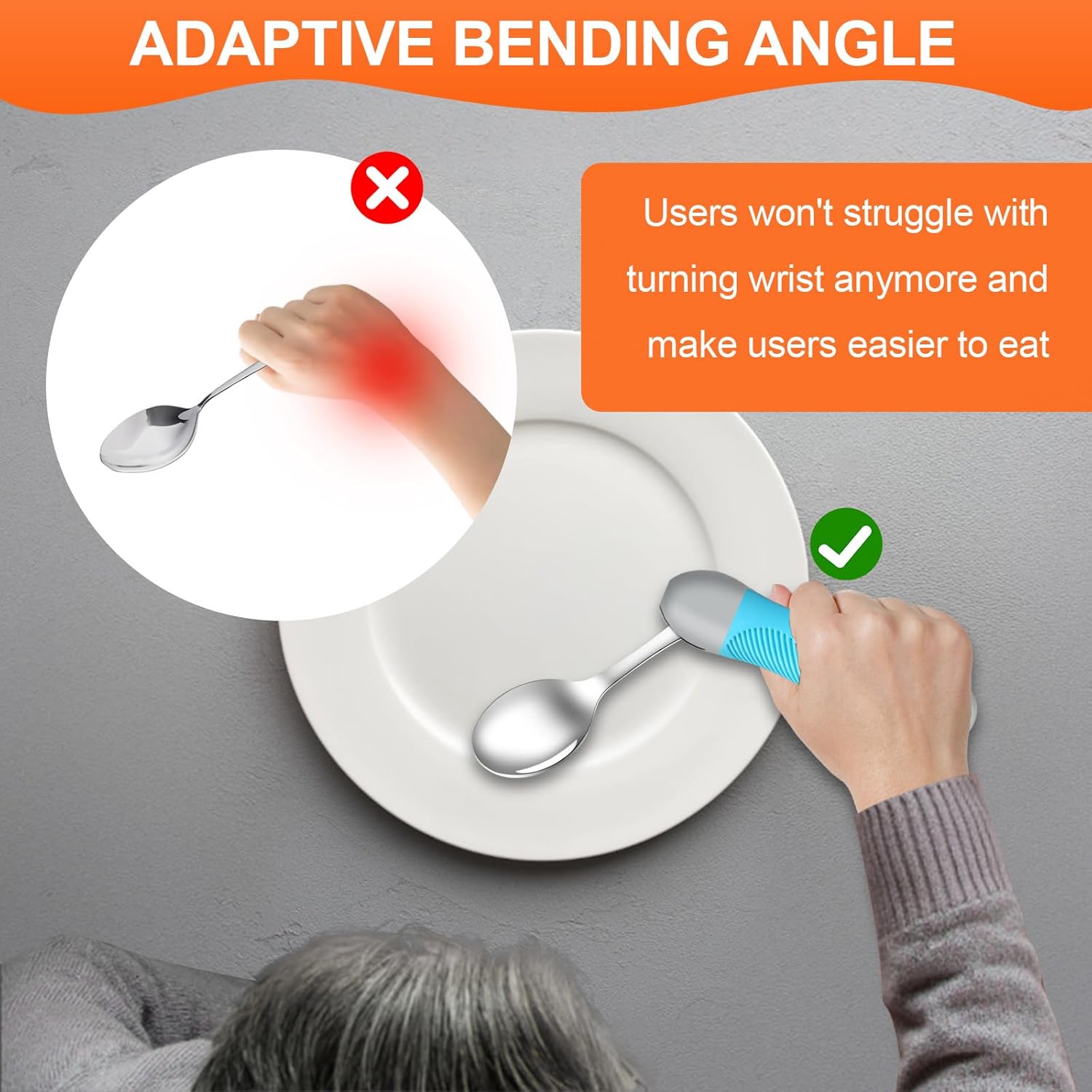 Weighted Swivel Adaptive Utensils Spoon and Fork Set for Hand Tremors Parkinson’s

