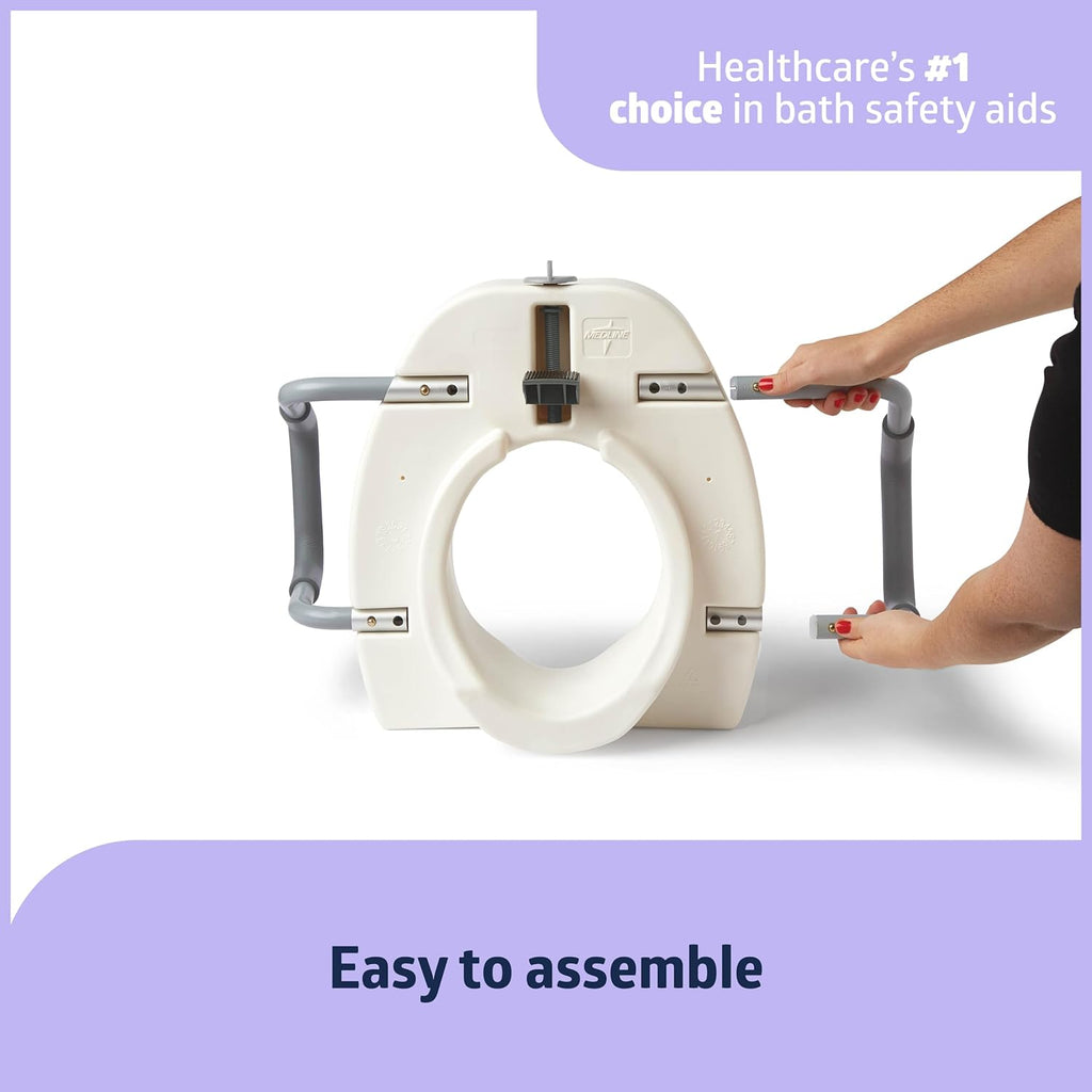 Medline 5-Inch Raised Locking Toilet Seat Riser with Removable Padded Arms

