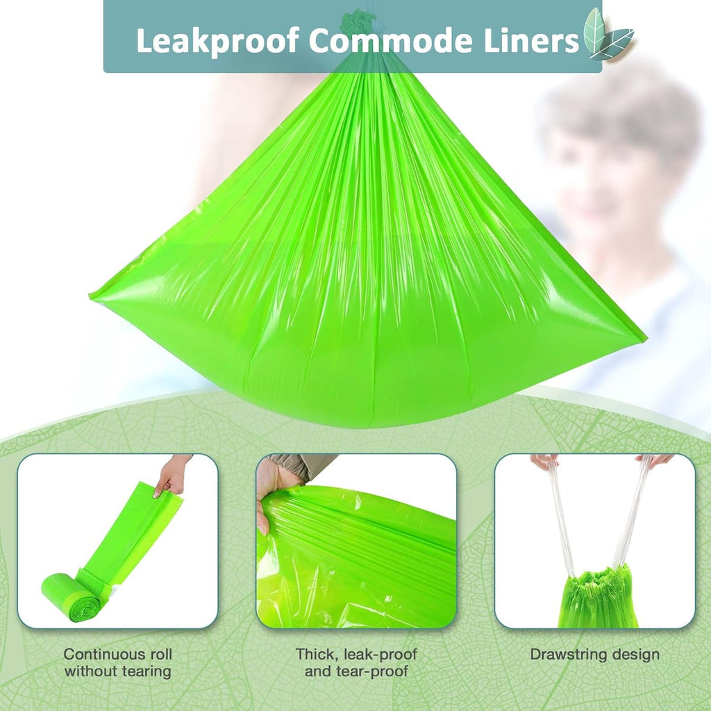 Commode Liners for Bedside Commode Drawstring Disposable Bags, Scented

