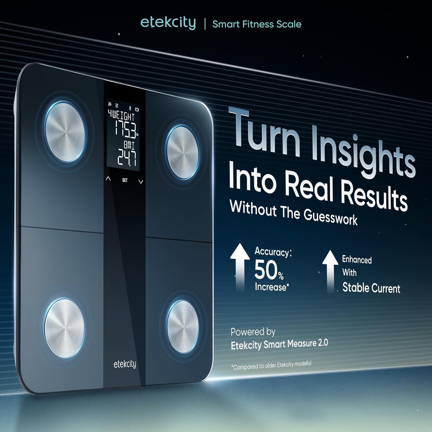 Etekcity Smart Body Weight Scale with BMI, Body Fat, Muscle Mass, 13 Metrics

