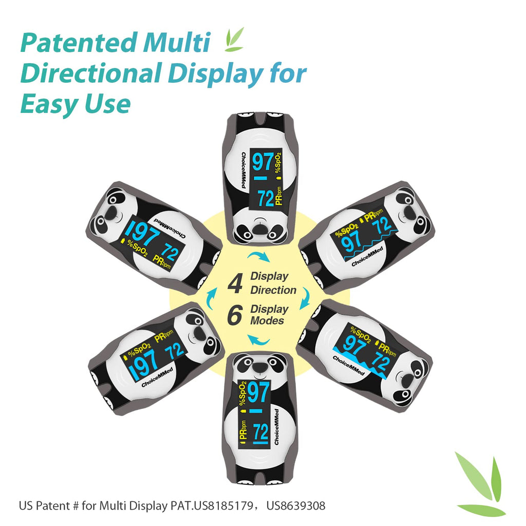 ChoiceMmed Panda Pediatric Fingertip Pulse Oximeter, OLED SpO2 PR Monitor


