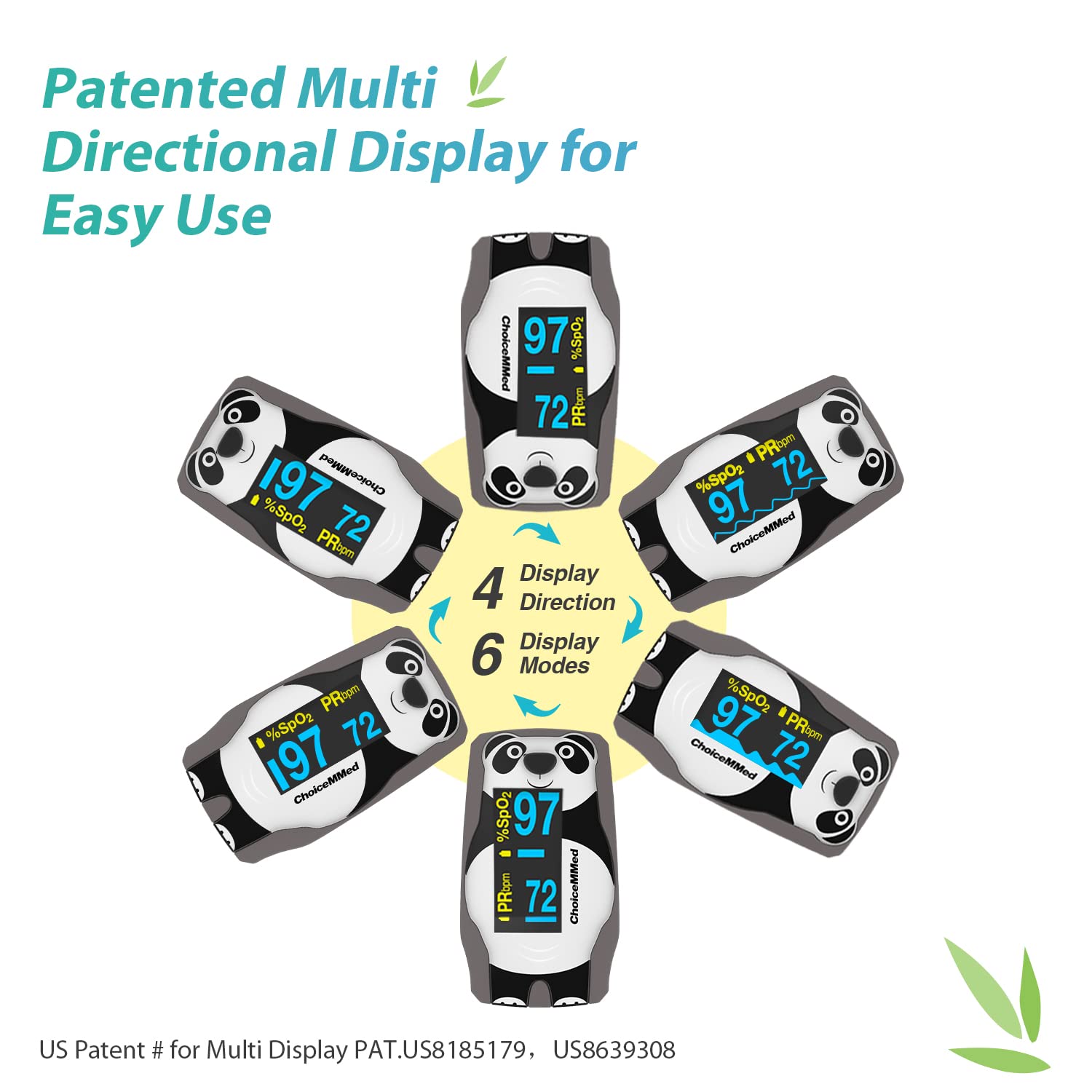 ChoiceMmed Panda Pediatric Fingertip Pulse Oximeter, OLED SpO2 PR Monitor

