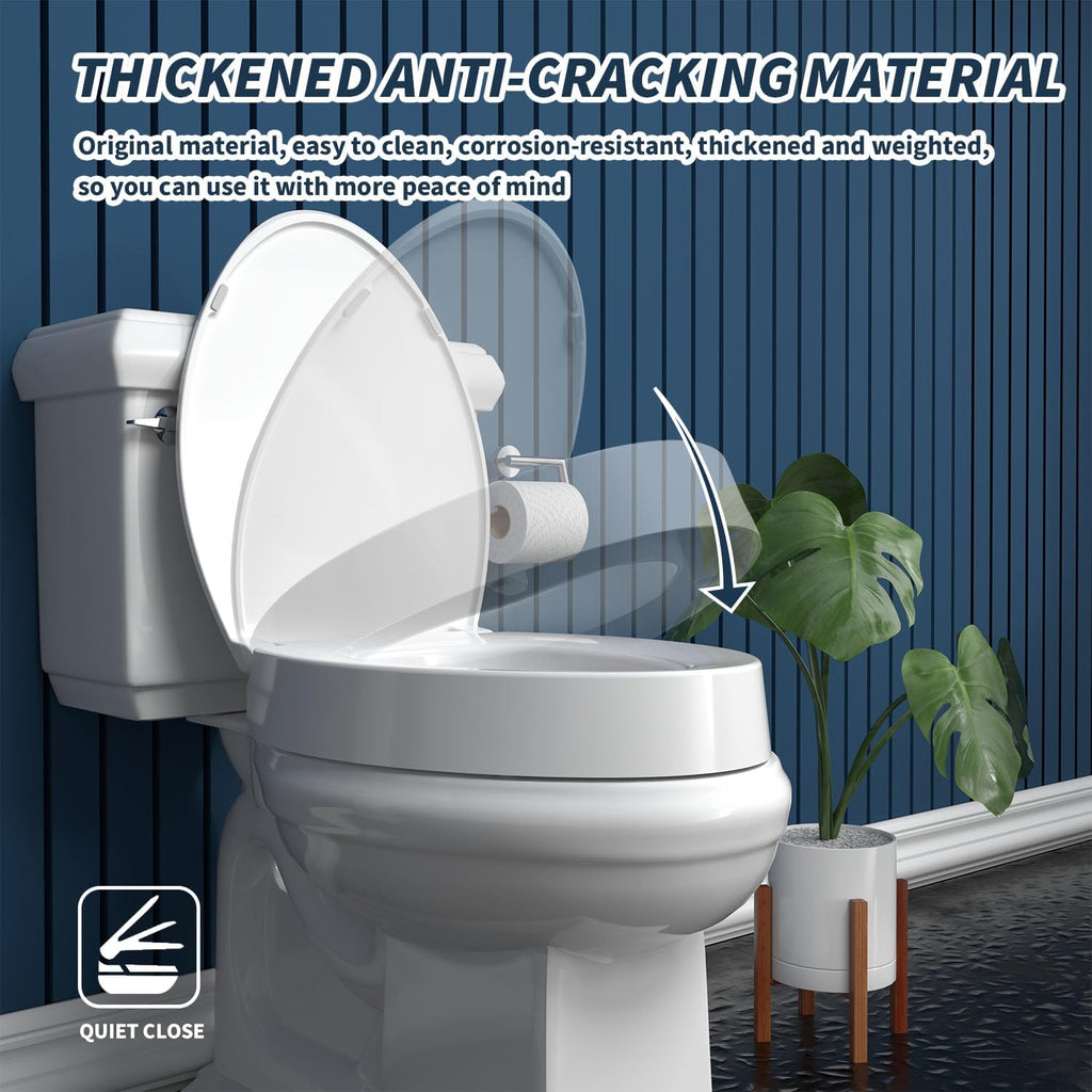 CCBELLO Elongated Raised Toilet Seat Riser with Slow Close Hinges, Heavy Duty

