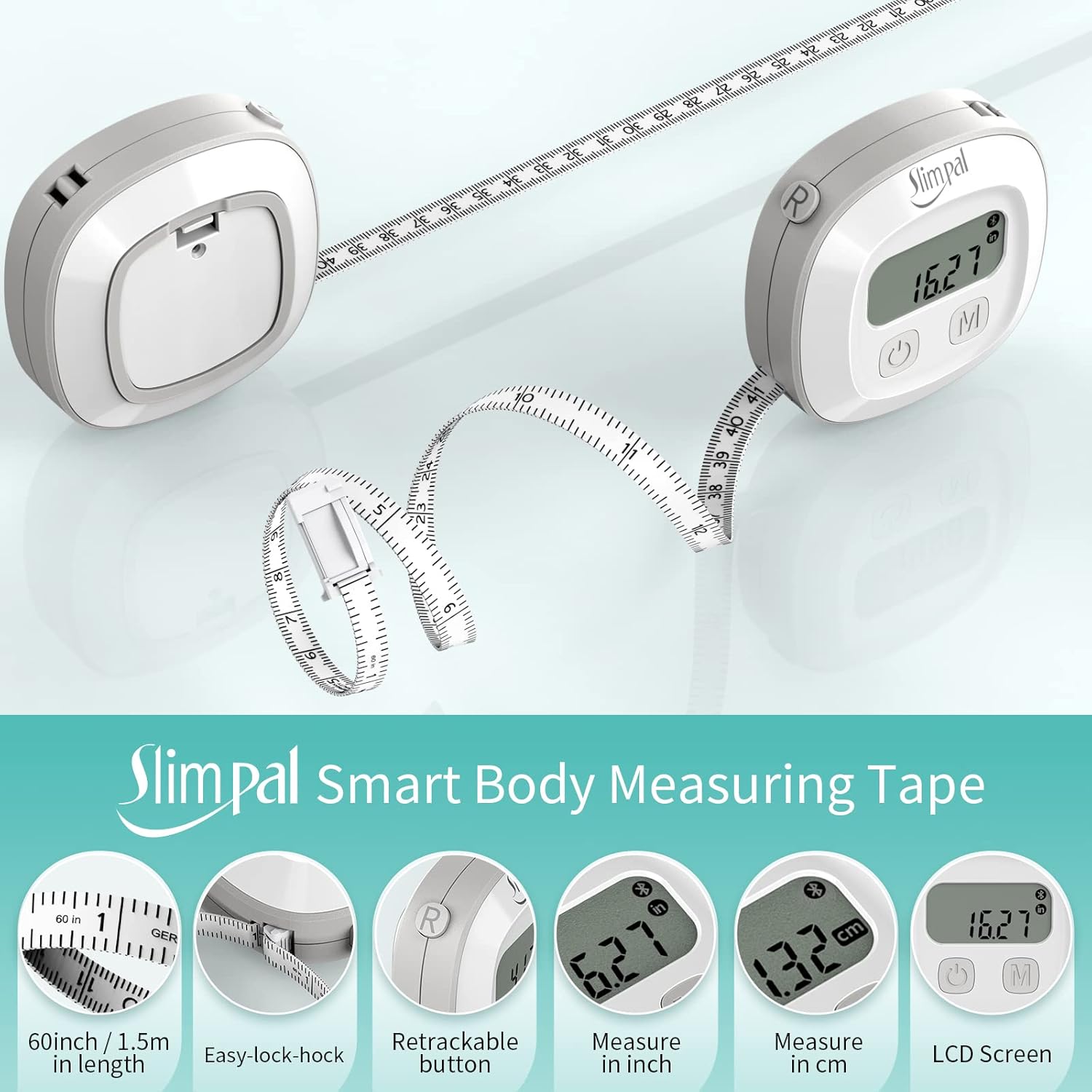 Slimpal Digital Body Fat Measuring Tape with LCD for BMI, Fitness and Body Shape

