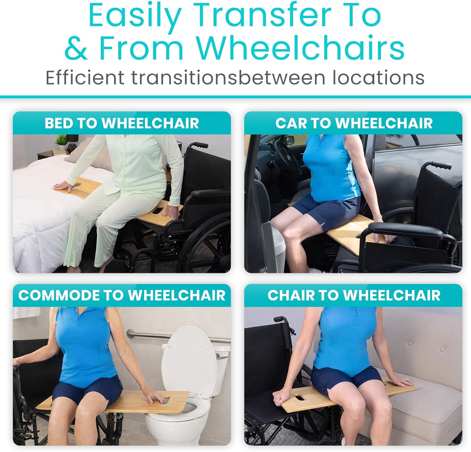 Vive Transfer Board Patient Slide Assist for Wheelchair Bed Toilet Car Bathtub

