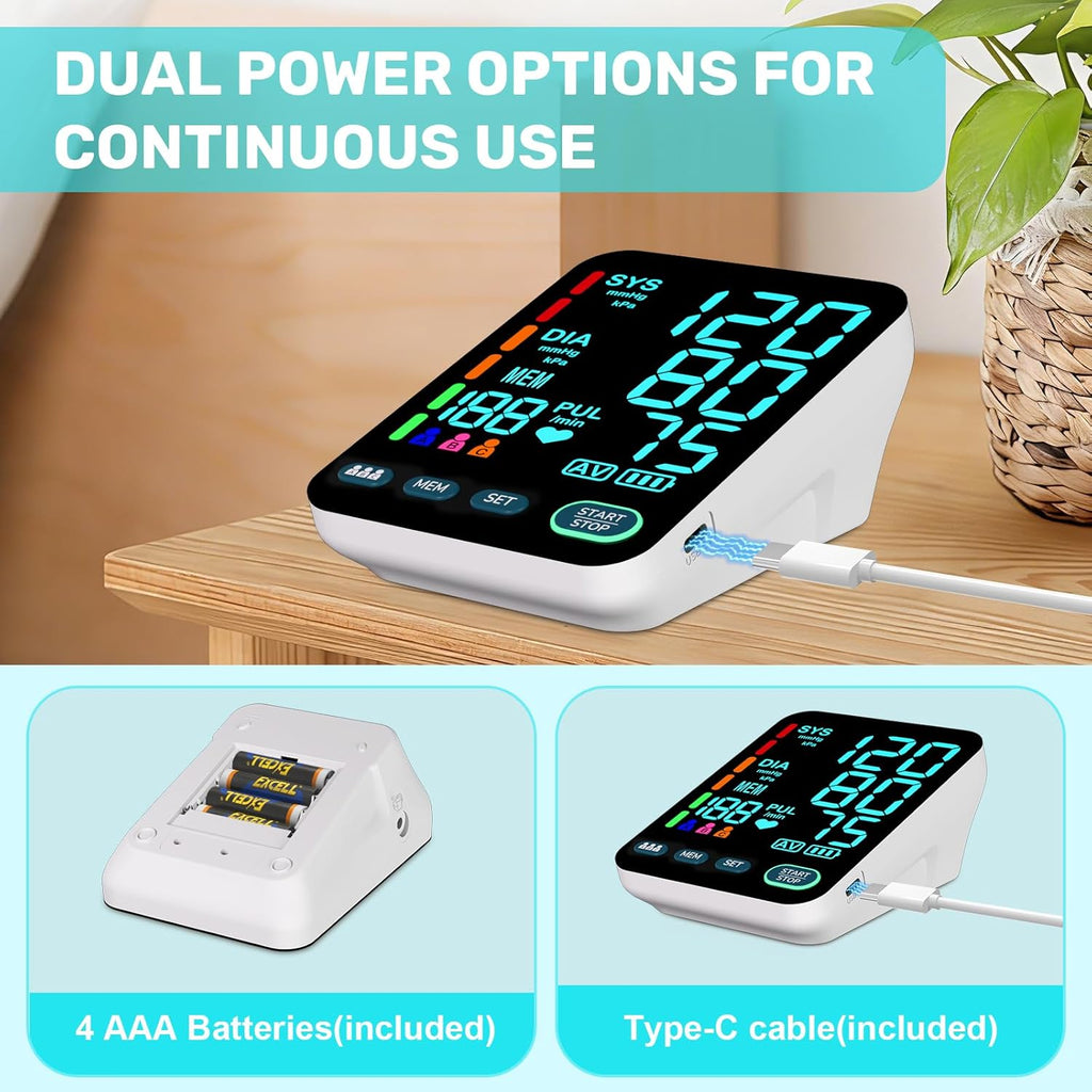 OWNQOBE Automatic Upper Arm Blood Pressure Monitor with Dual-Size Cuffs and LED Display

