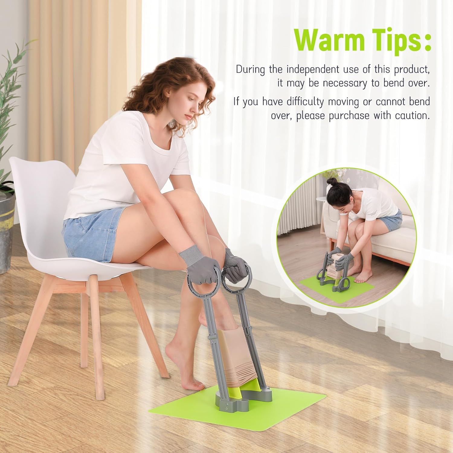 Compression Sock Aid Device with Silicone Anti-Slip Mat for Seniors


