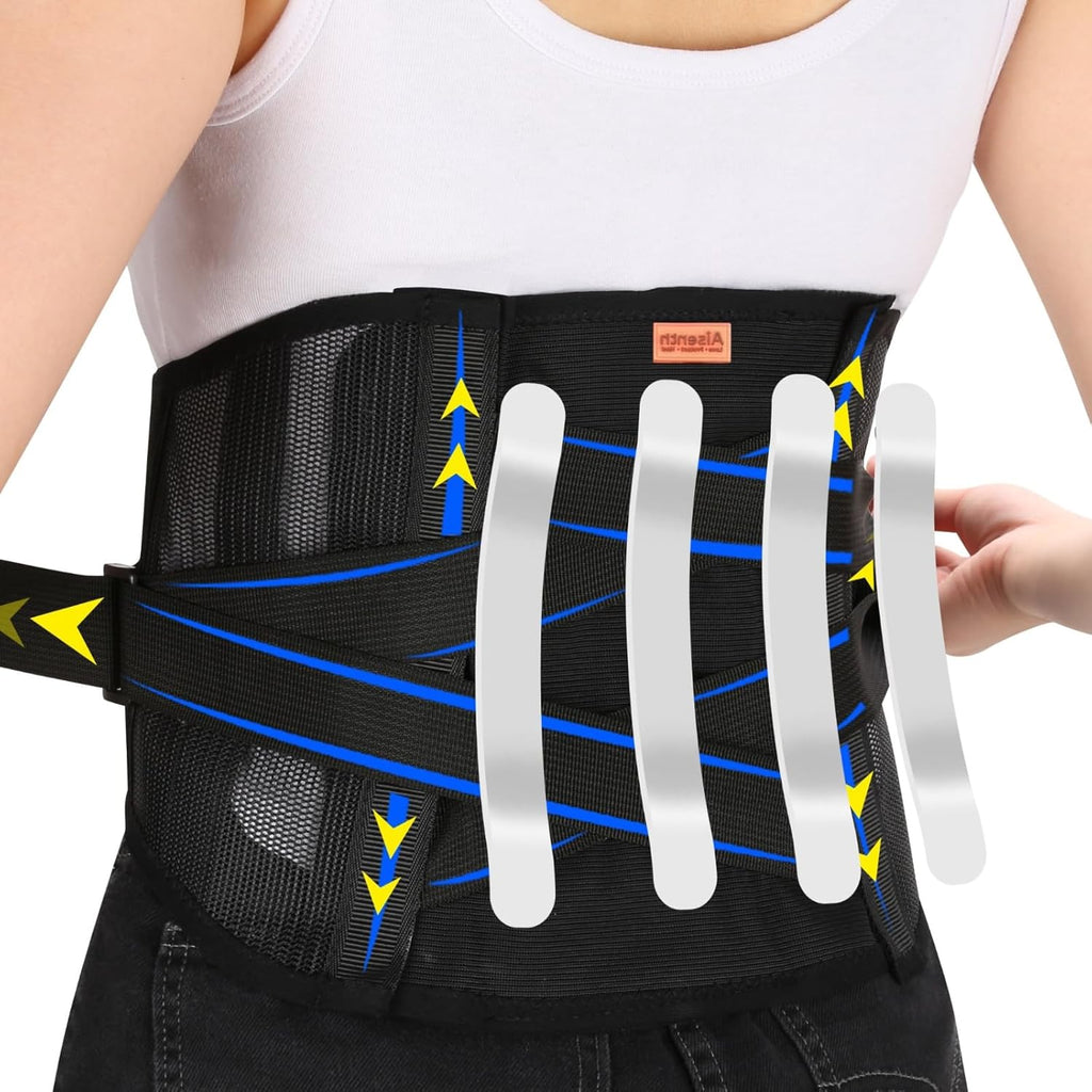 Aisenth Lumbar Back Brace for Sciatica Relief, Adjustable Straps, Breathable Support

