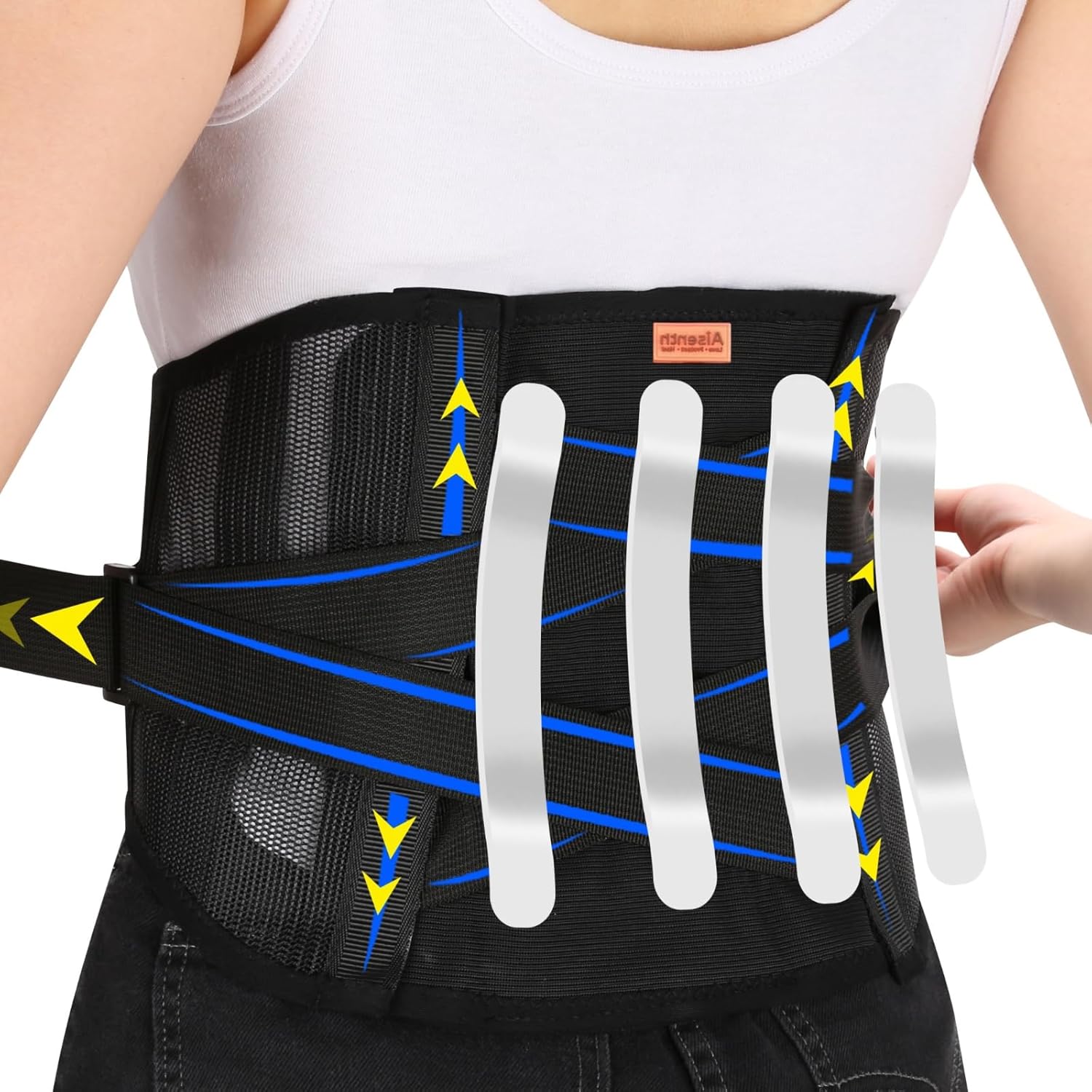 Aisenth Lumbar Back Brace for Sciatica Relief, Adjustable Straps, Breathable Support

