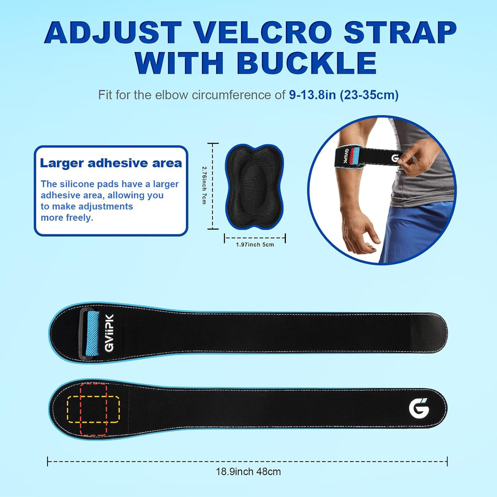 Gviipk Tennis Elbow Brace Adjustable Forearm Compression Support Strap with Silicone Pad

