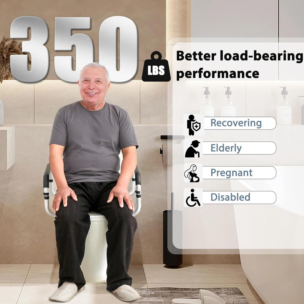 Toilet Safety Rail Grab Bar with Adjustable Width for Toilet Seat, 350 lb

