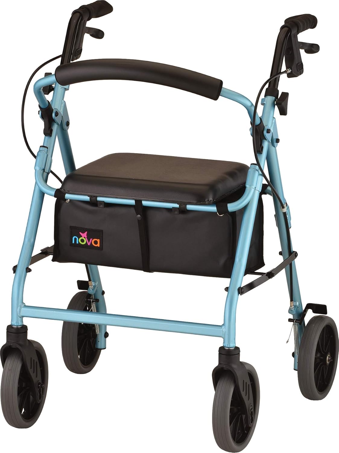 NOVA Zoom Rollator Walker with Padded Seat, Folding Lock, Locking Hand Brakes

