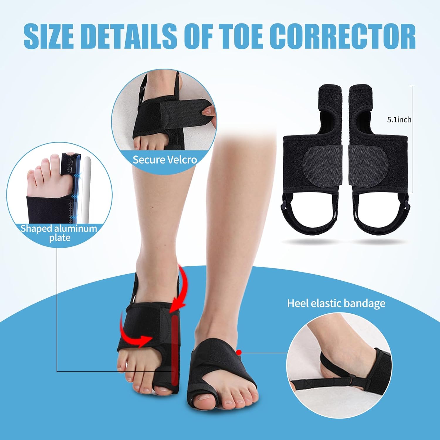 Recovist Bunion Brace for Big Toe Straightener with Aluminum Splints

