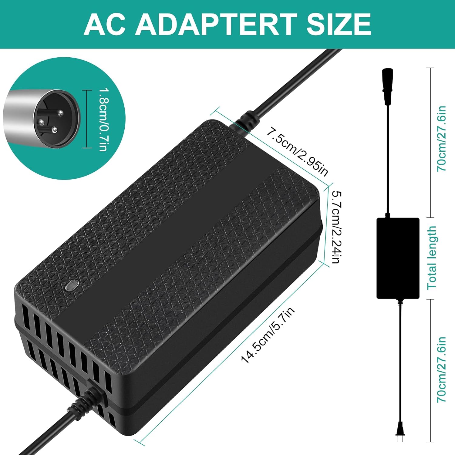 24V 5A Lead-Acid Battery Charger for Mobility Scooter and Power Chair, 3-Pin XLR


