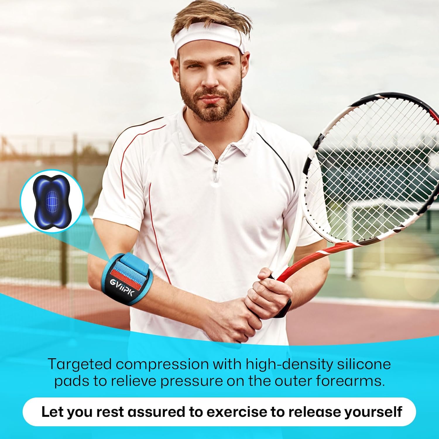 Gviipk Tennis Elbow Brace Counterforce Strap for Tendonitis with Compression Pad

