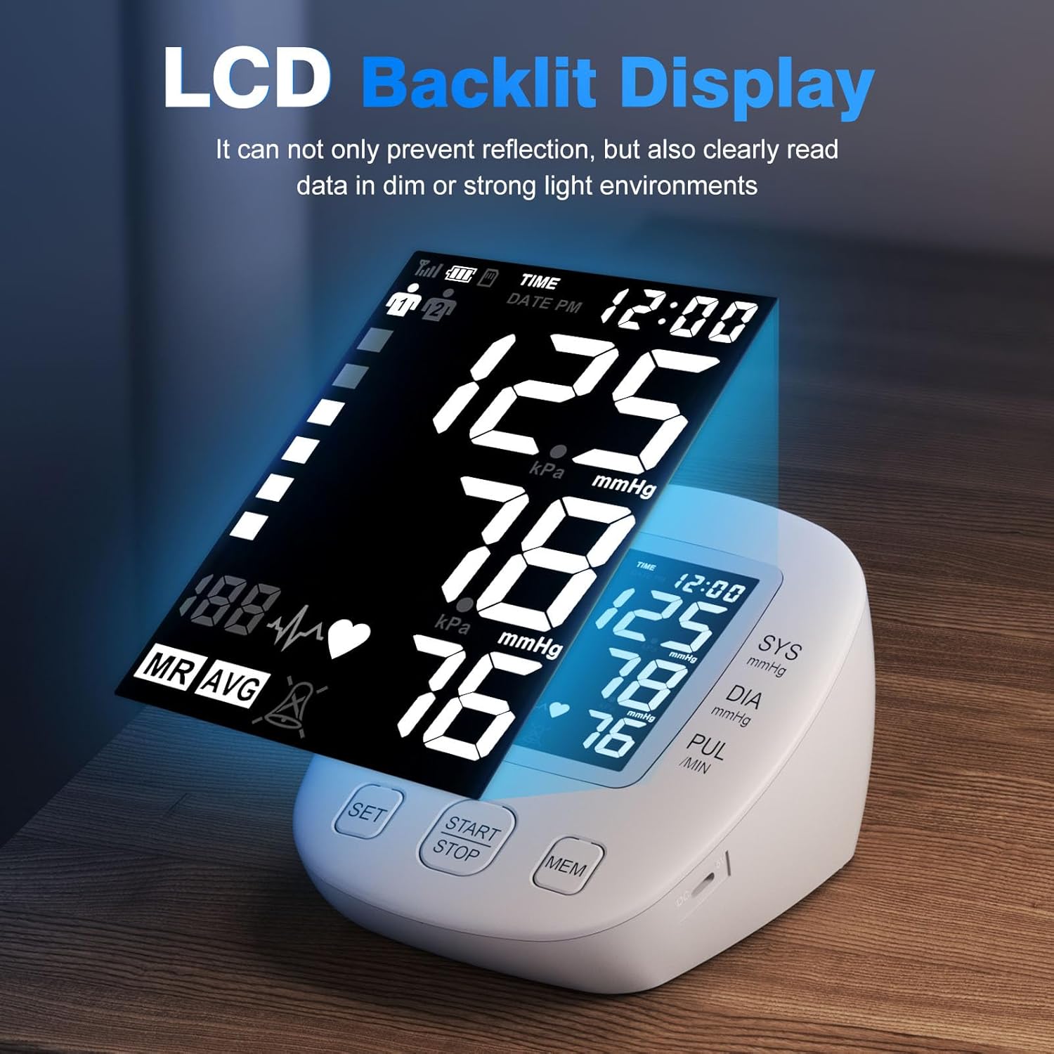 Automatic Digital Upper Arm Blood Pressure Monitor with Adjustable Cuff and HR

