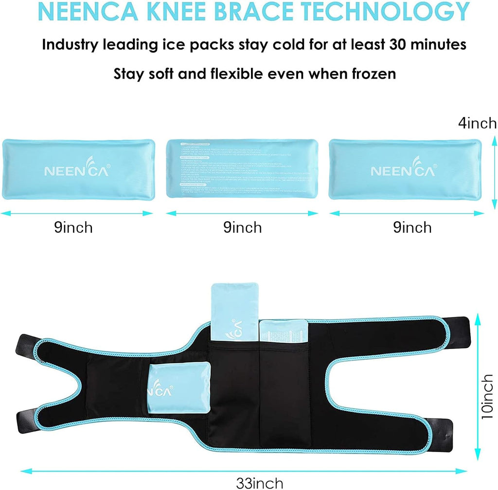 NEENCA Adjustable Knee Brace with Ice Pack Wrap and Reusable Gel Hot Cold Therapy

