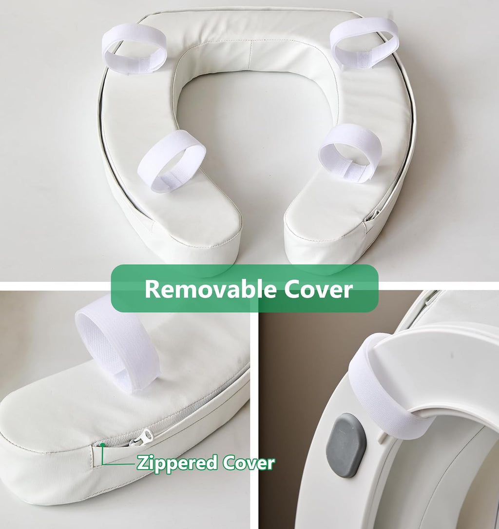Toilet Seat Riser Cushion for Seniors, Soft Foam Padded Bathroom Seat Elevator

