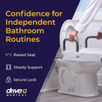 Drive Medical 2-in-1 Raised Toilet Seat with Removable Padded Arms, 5in Lift, Locking

