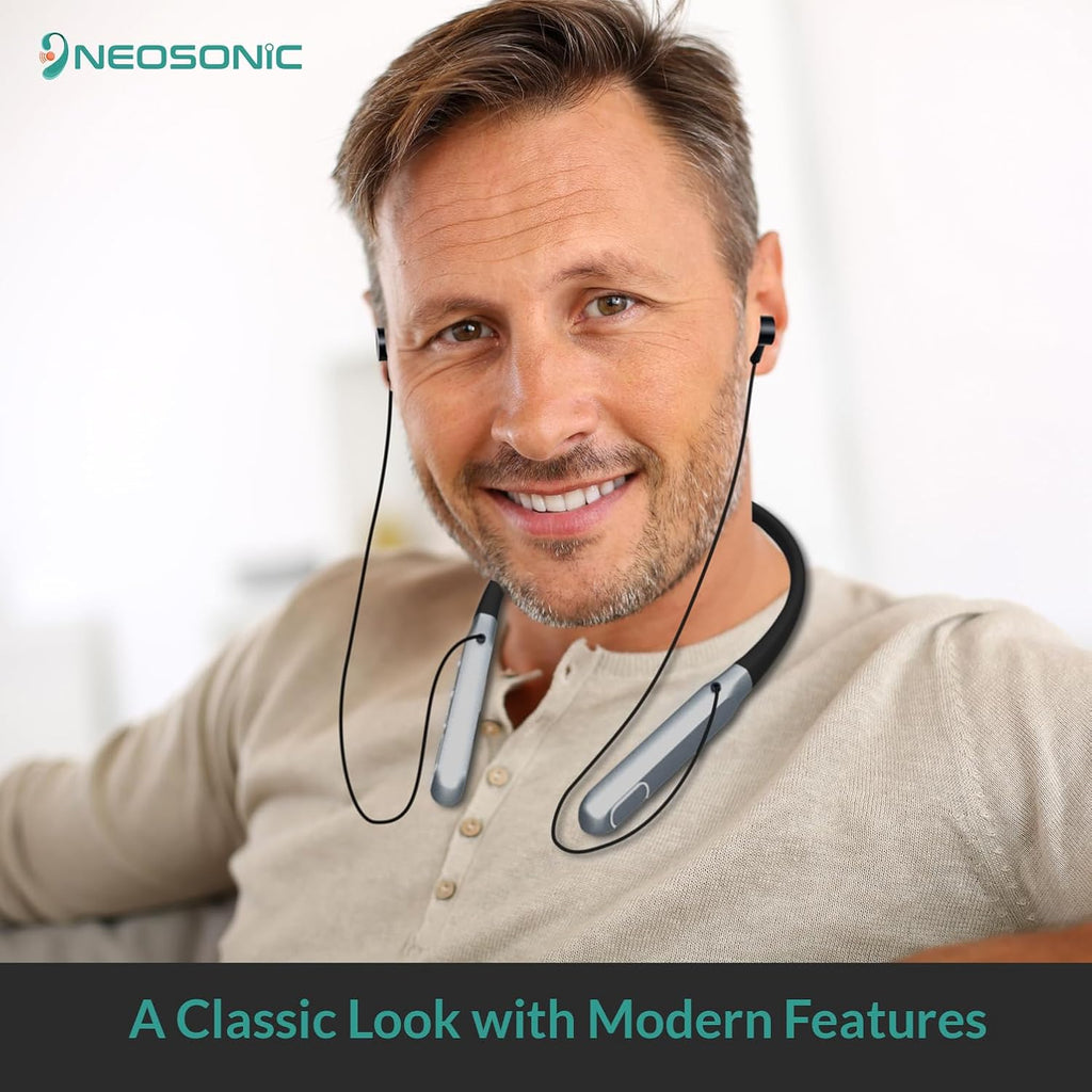 Neosonic Rechargeable Hearing Amplifier for TV Listening, Wireless Neckband Mic


