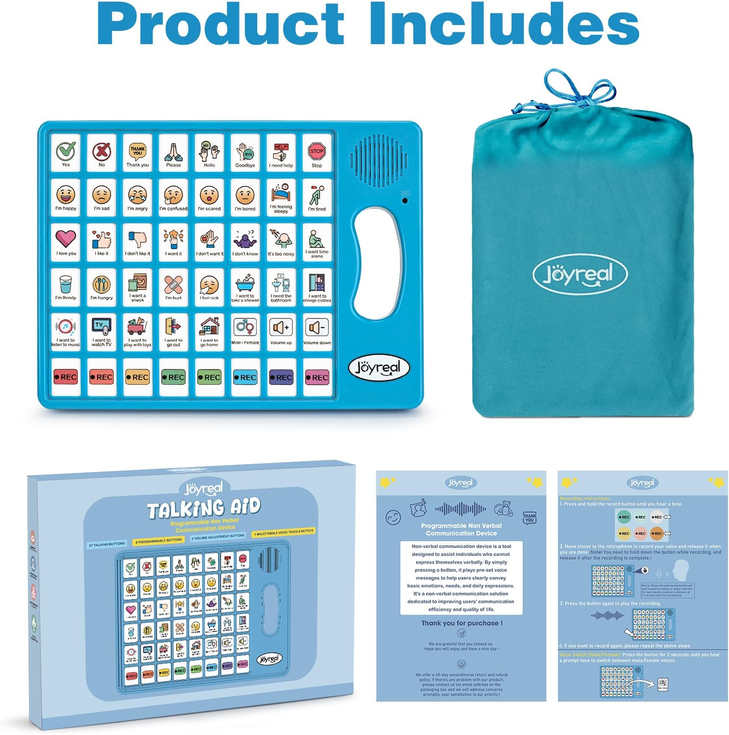 Joyreal AAC Communication Device for Autism, Nonverbal Talker with Programmable Buttons

