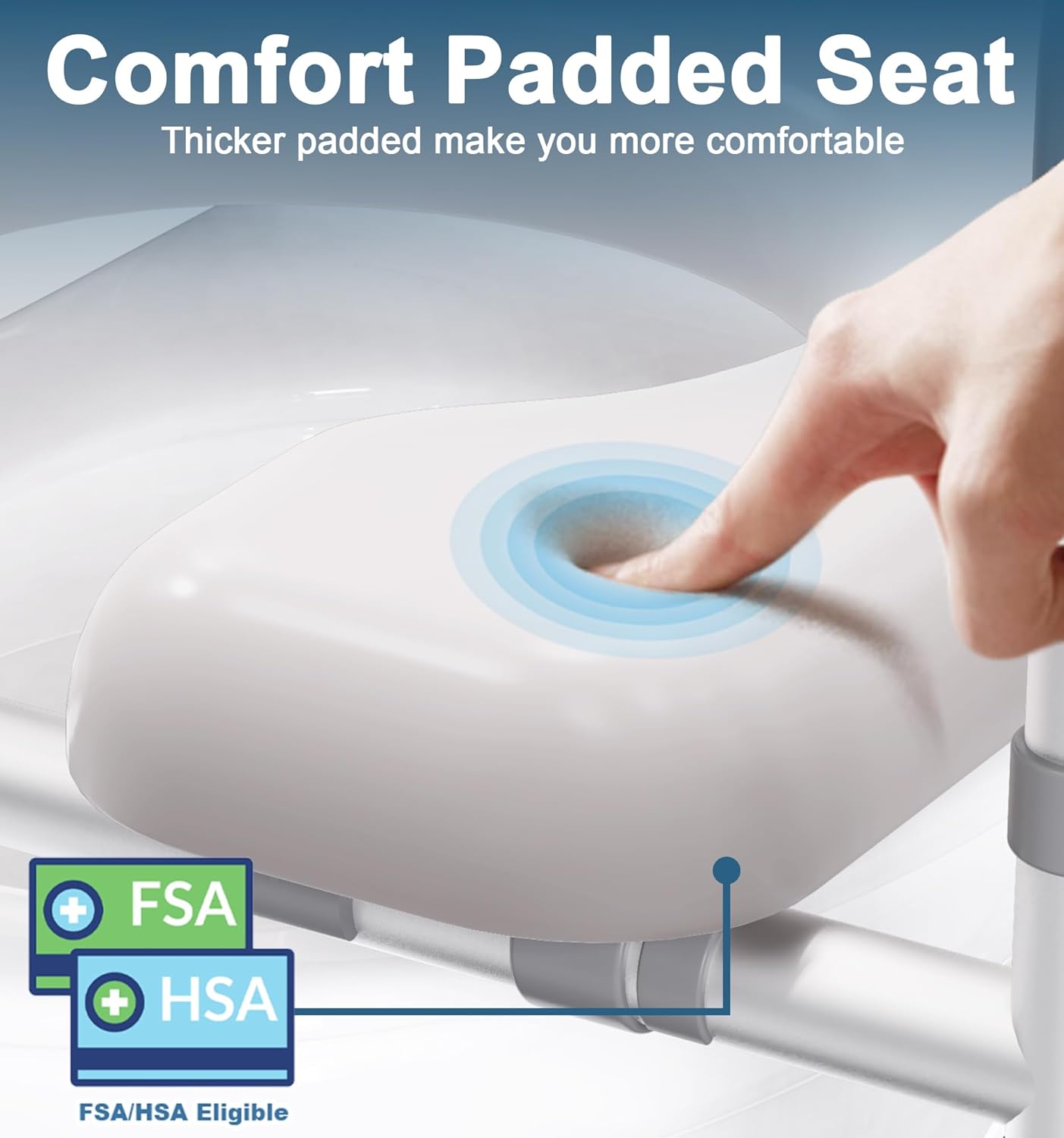 HOMLAND Raised Toilet Seat with Handles, Padded Elevated Toilet Riser, 400 lb Capacity

