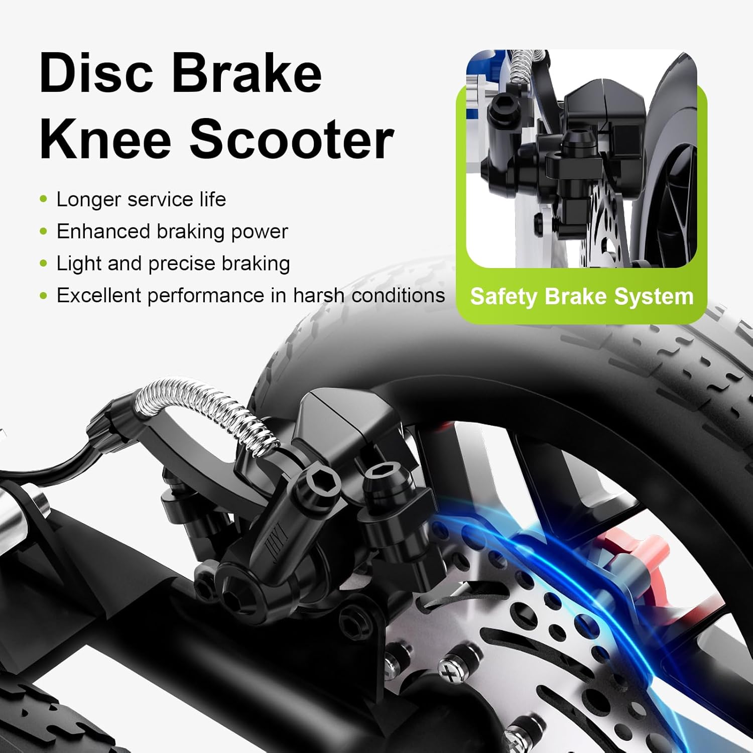 BlessReach Deluxe All-Terrain Steerable Knee Scooter with Double Handbrake Medical Alt

