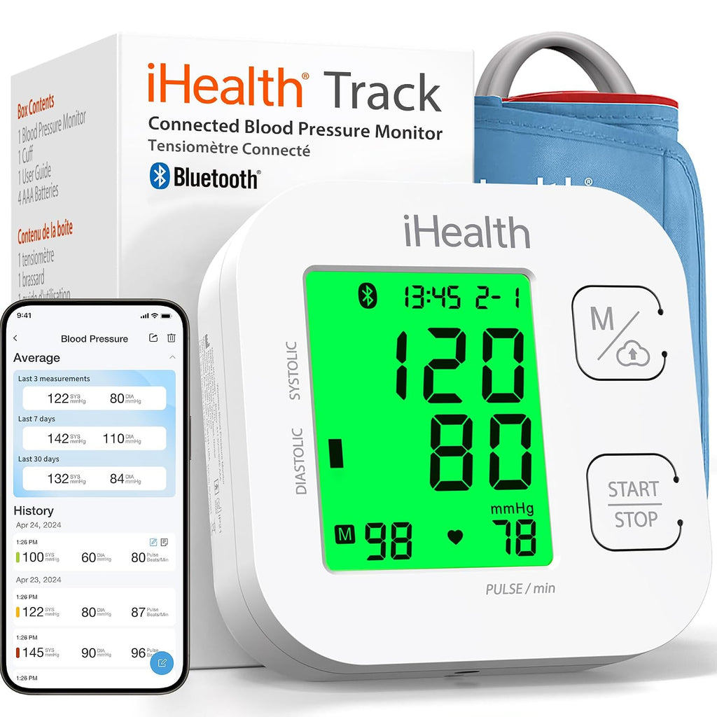 iHealth Track smart upper arm blood pressure monitor with wide range Bluetooth cuff
