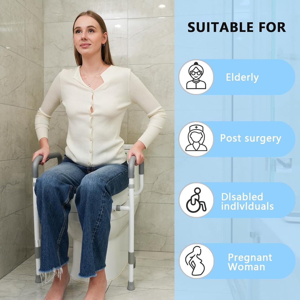 Toilet Seat Riser with Handles for Seniors, Raised Toilet Seat for Handicap & Elderly

