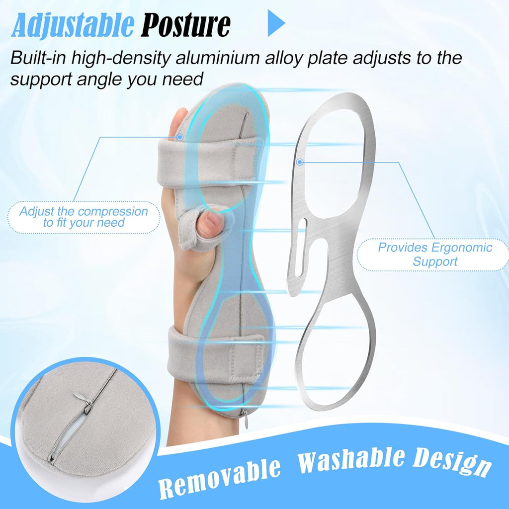 Resting Hand Splint Night Wrist Brace with Finger Separators for Carpal Tunnel & Stroke

