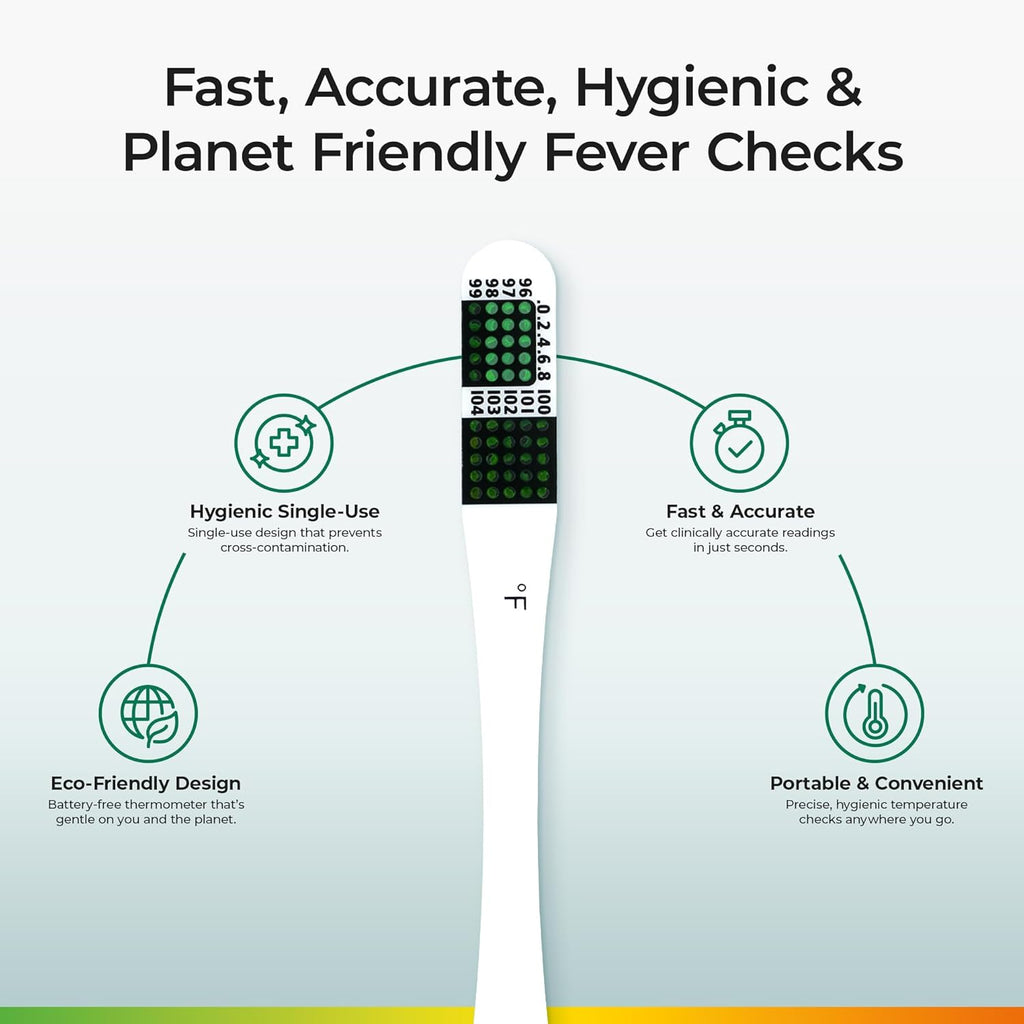 NexTemp Disposable Oral and Underarm Thermometer, Single-Use, Battery-Free

