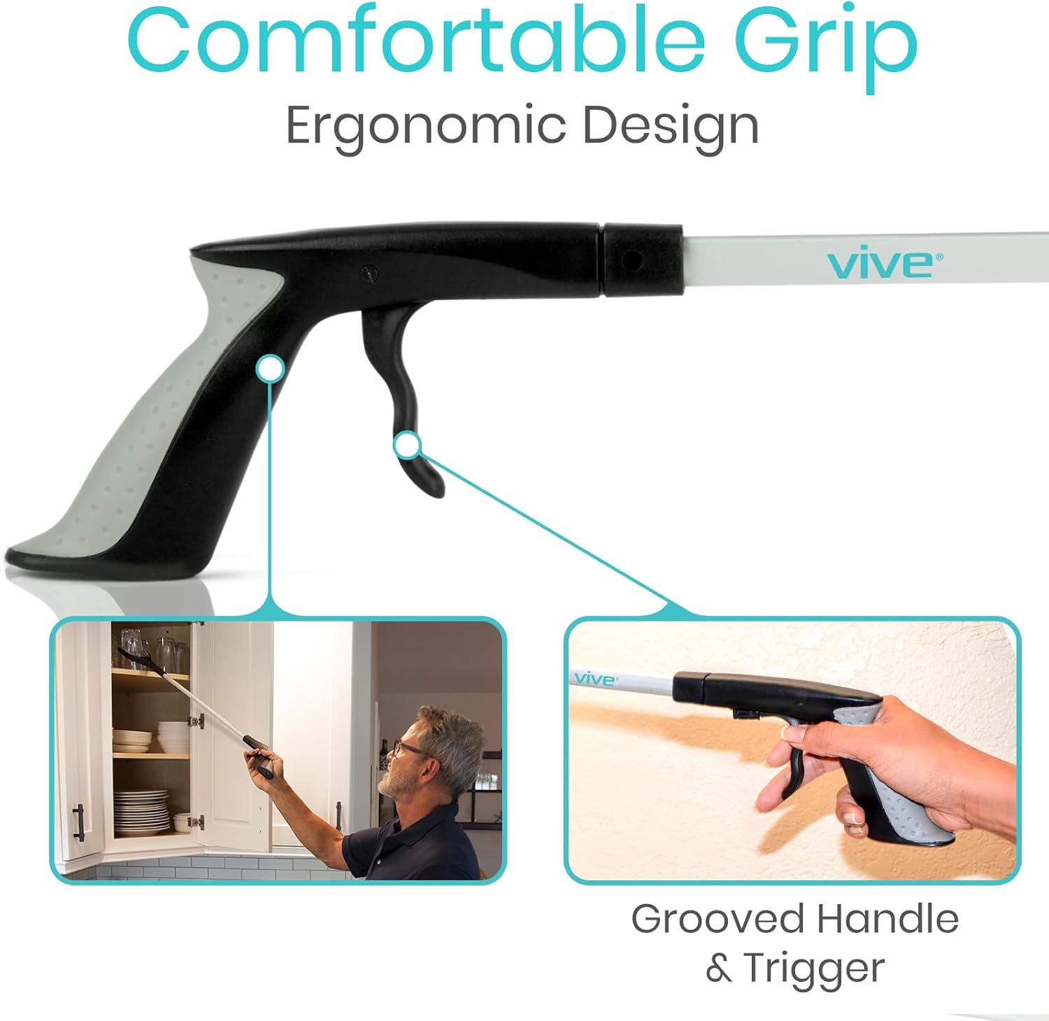 Vive Reacher Grabber Tool 32 in Extra Long Pickup Aid Rotating Grip Arm

