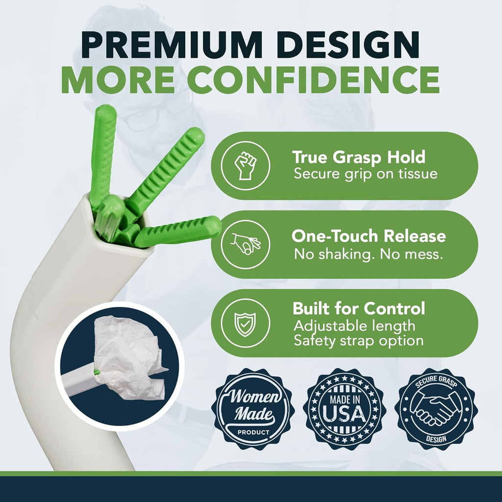 FreedomWand Multipurpose Toilet Wiping Aid, Adjustable Reach Toilet Assist Tool

