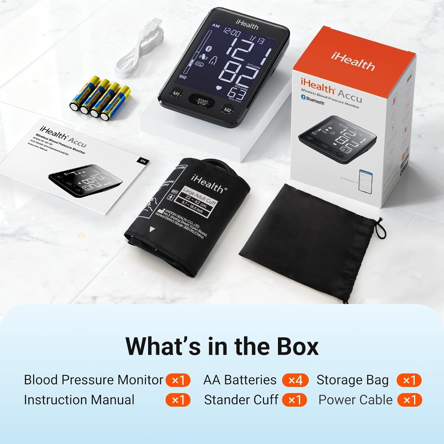 iHealth Accu Blood Pressure Monitor, Large LCD, Bluetooth Sync, Irregular Heartbeat

