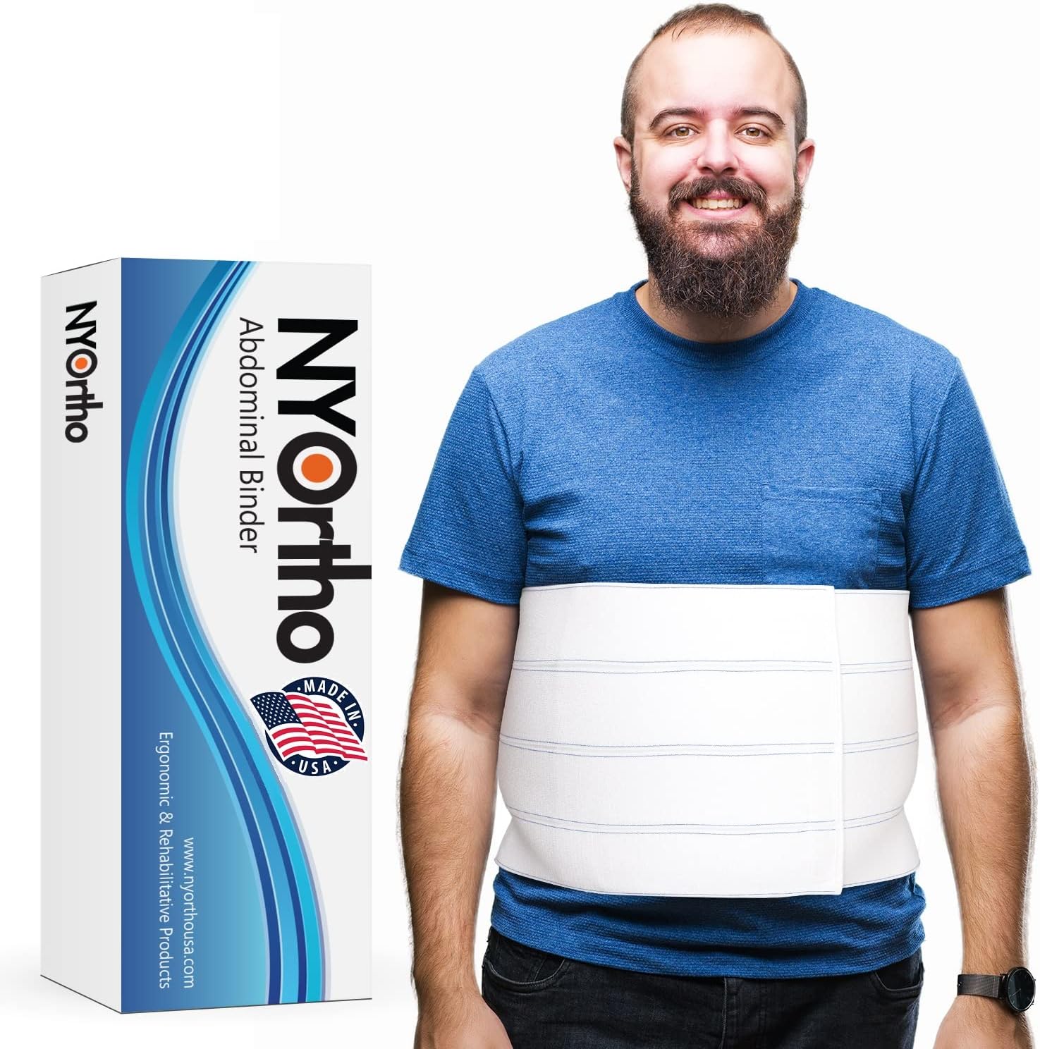 NYOrtho Bariatric Abdominal Binder Elastic Belly Wrap for Hernia Post-Surgery Support

