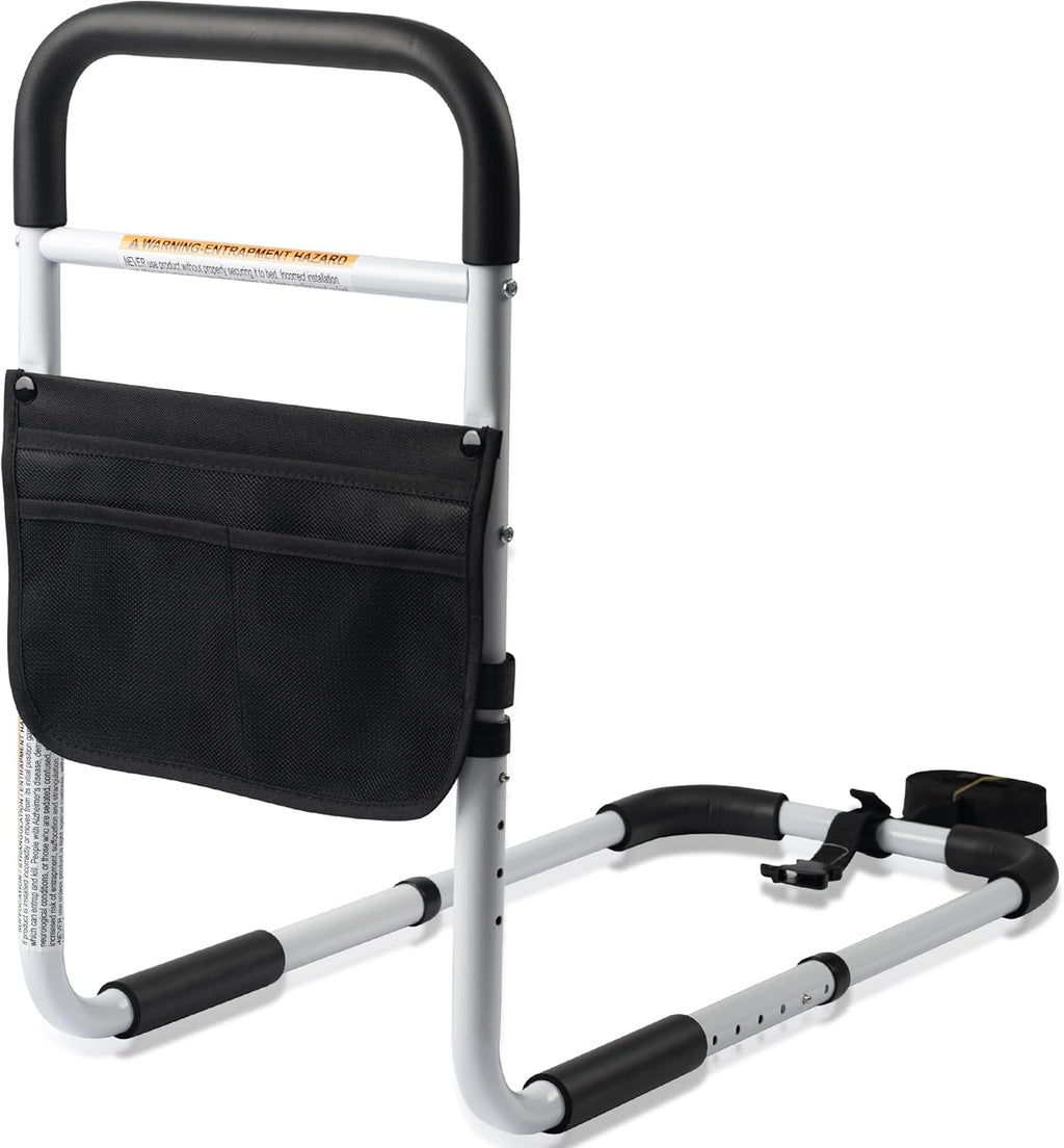 Adjustable Portable Bed Safety Rail for Seniors, Bed Assist Bar with Storage Bag

