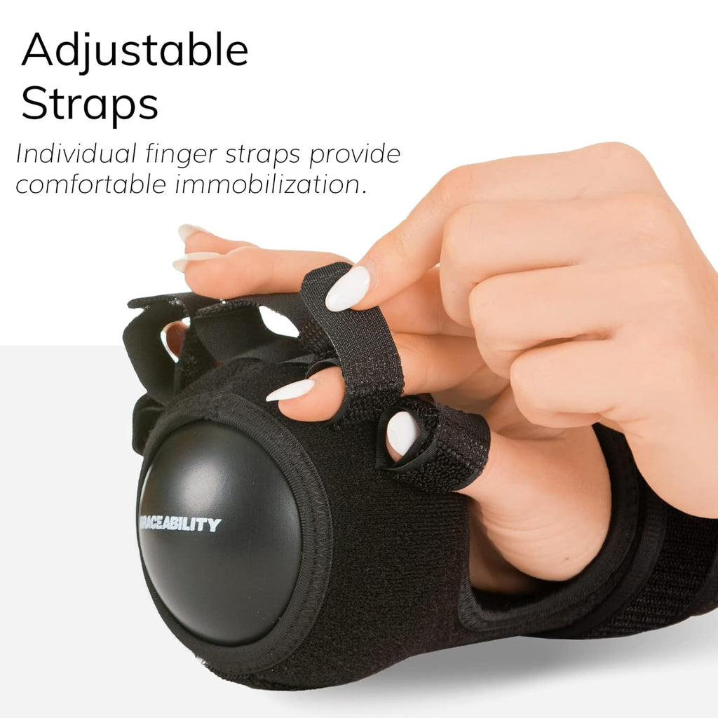 BraceAbility Anti Spasticity Hand Splint, Resting Orthosis with Therapy Ball

