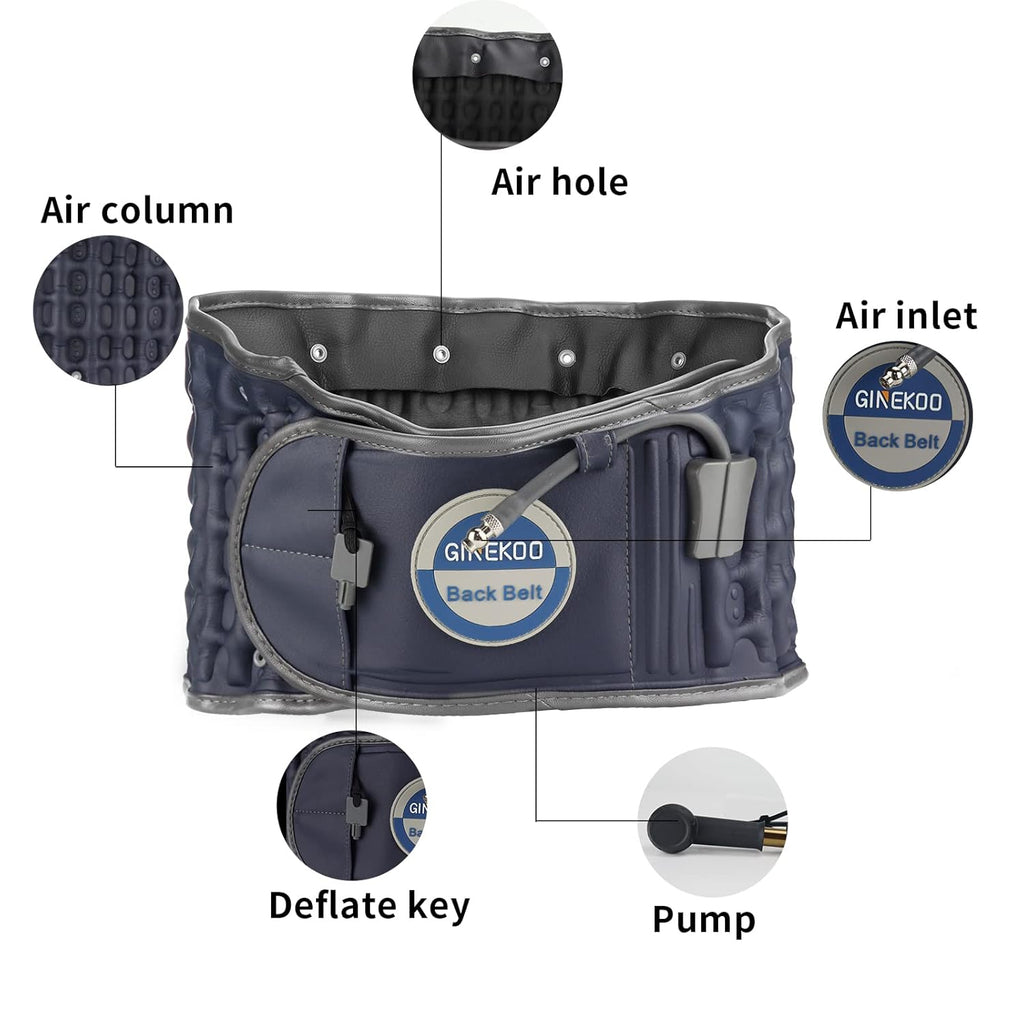 GINEKOO Inflatable Spinal Traction Belt for Lumbar Support and Back Pain Relief

