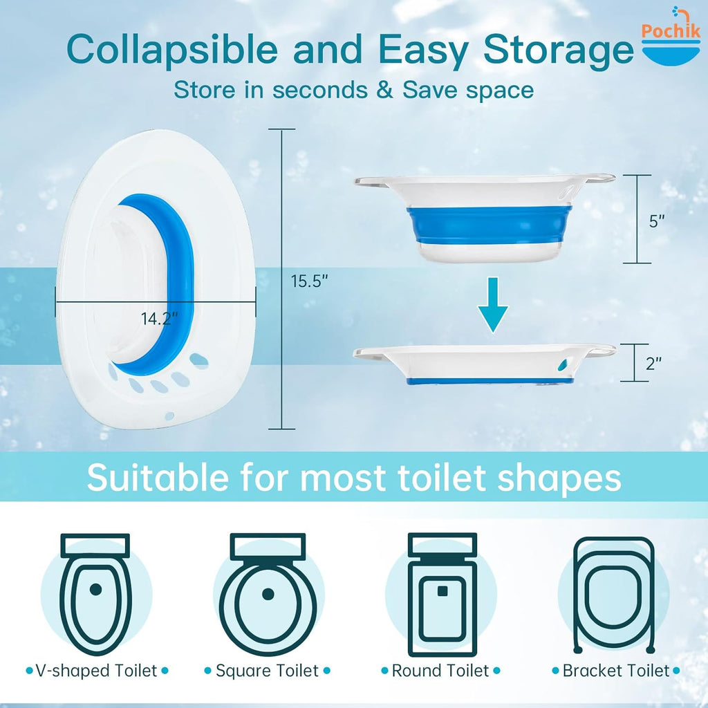 Pochik Electric Sitz Bath Kit for Toilet Seat, Collapsible Soaking Tub

