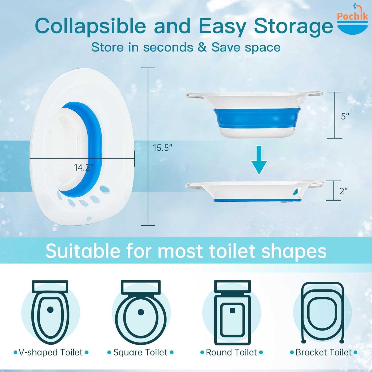 Pochik Electric Sitz Bath Kit for Toilet Seat, Collapsible Soaking Tub

