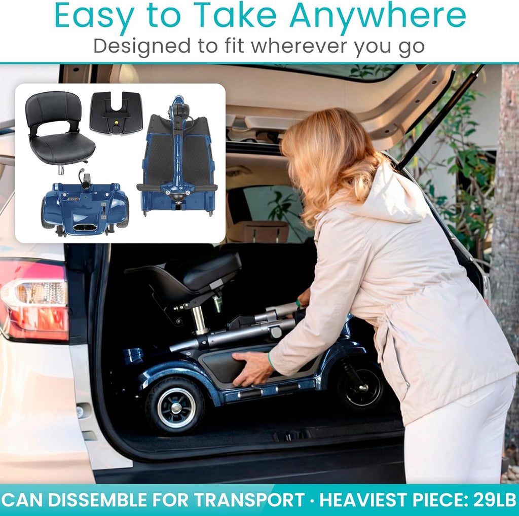 Vive 3-Wheel Electric Mobility Scooter for Adults, Folding Compact Travel Scooter

