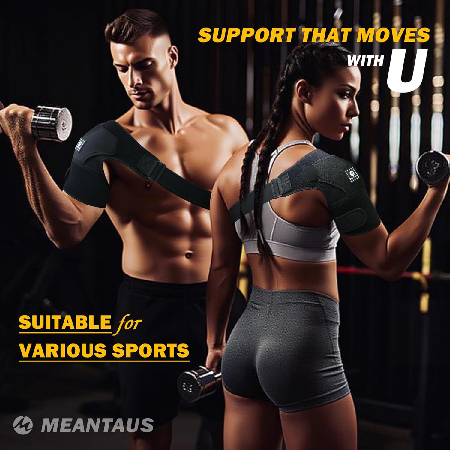 Shoulder Brace Compression Sleeve with Adjustable Straps for Rotator Cuff Support

