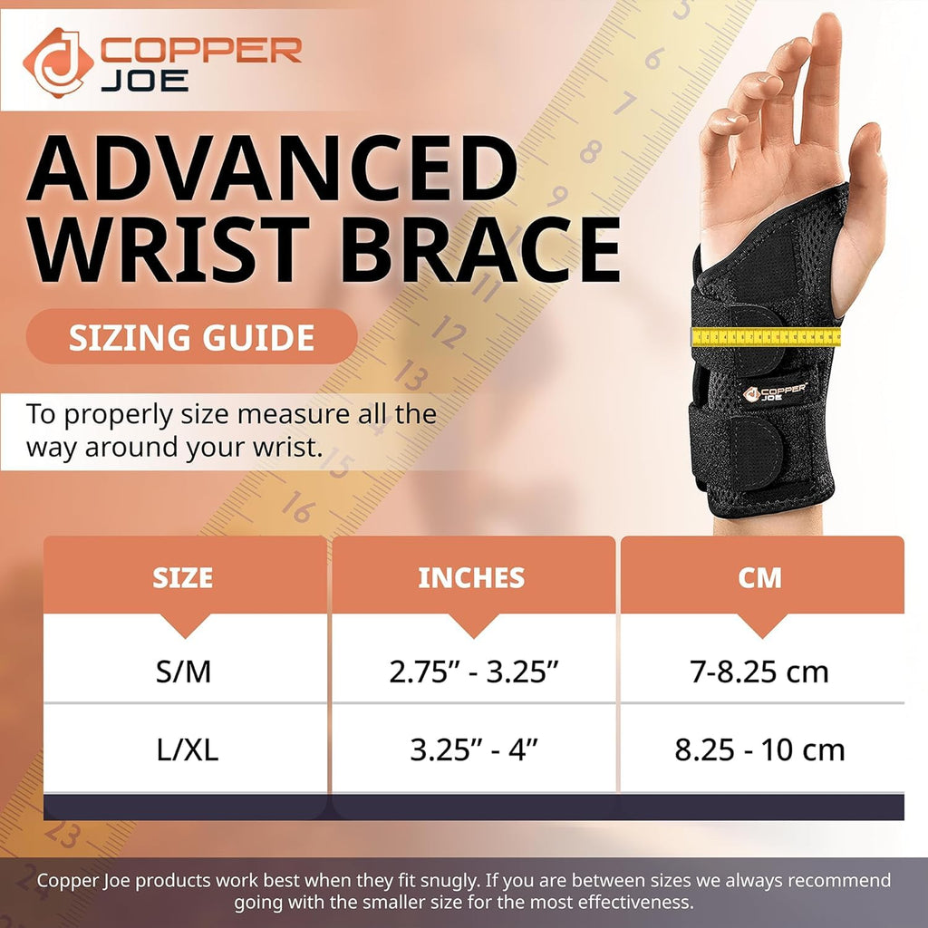 Copper Joe Orthopedic Copper-Infused Wrist Brace & Splint, Adjustable Compression

