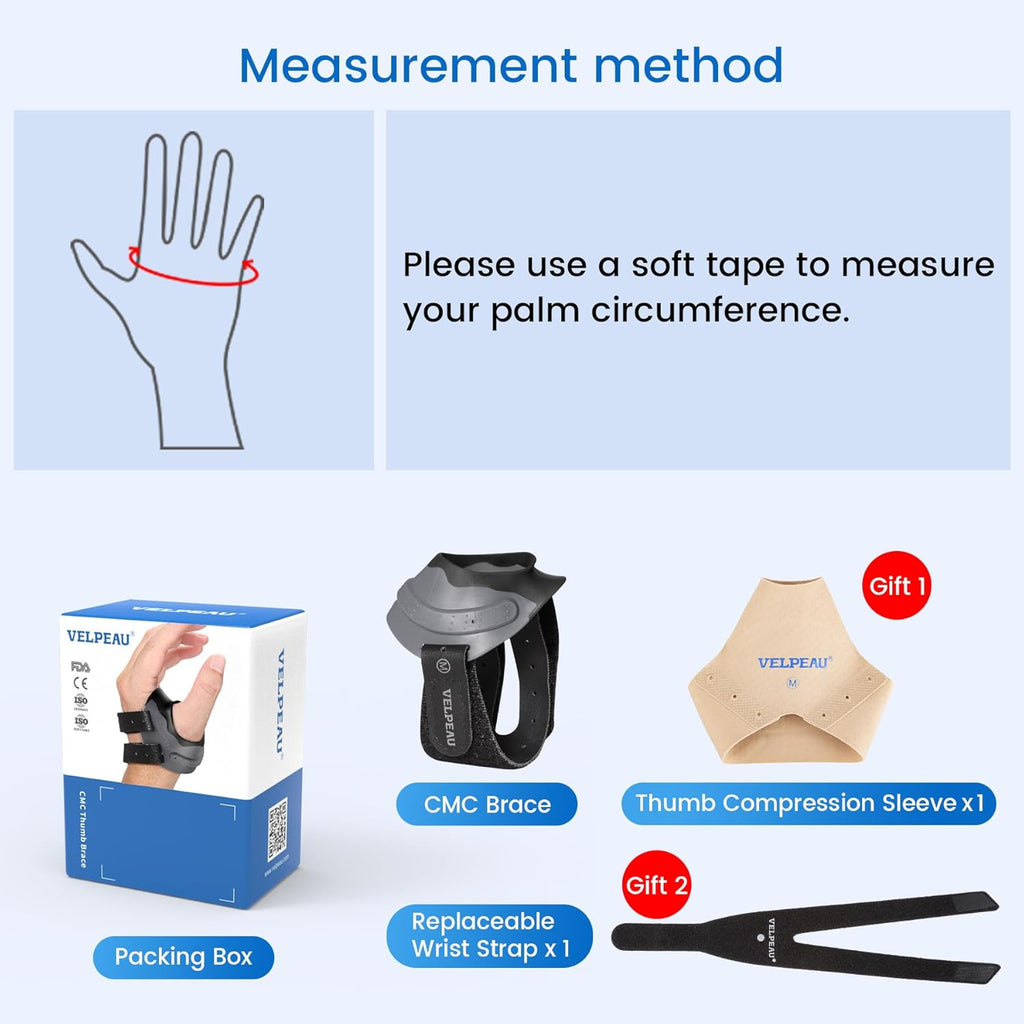 Velpeau CMC Thumb Brace for Osteoarthritis with Restriction Splint Joint Support


