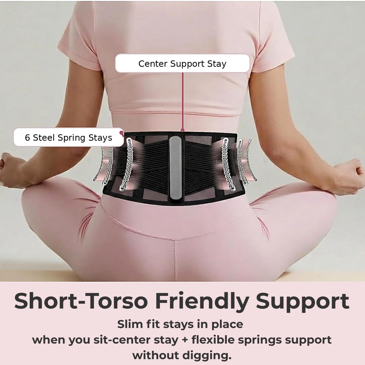 Ultra Breathable Thin Back Brace for Lower Back Pain, Adjustable Lumbar Support

