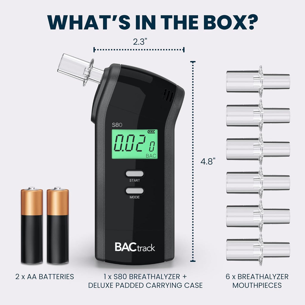 BACtrack S80 Breathalyzer Breath Alcohol Tester DOT NHTSA Approved Portable Black

